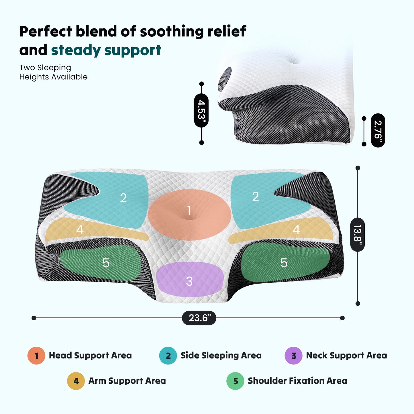 JHK Ergonomic Cervical Memory Foam Pillow With Cooling Pillowcase
