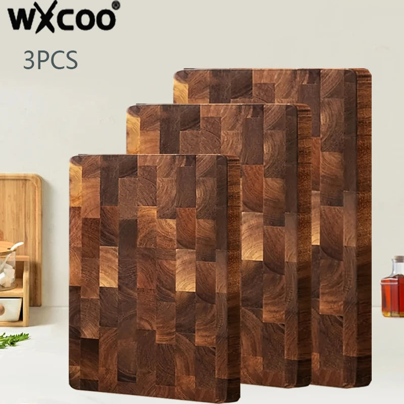 Thicken Acacia Wooden Cutting Board Kitchen Double-sided Splicing Checkerboard Solid Wood Non-slip for Cut Vegetable Fruit Board