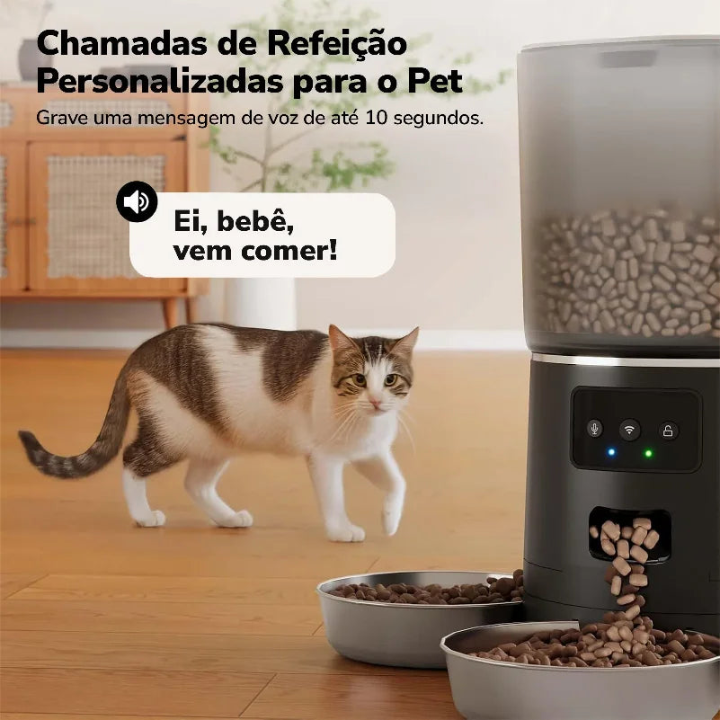 6L Pet Feeder with 3  Bowl Automatic Cat Feeder Smart Dog Food Dispenser WiFi Timing Quantitative Stainless Steel Feeding
