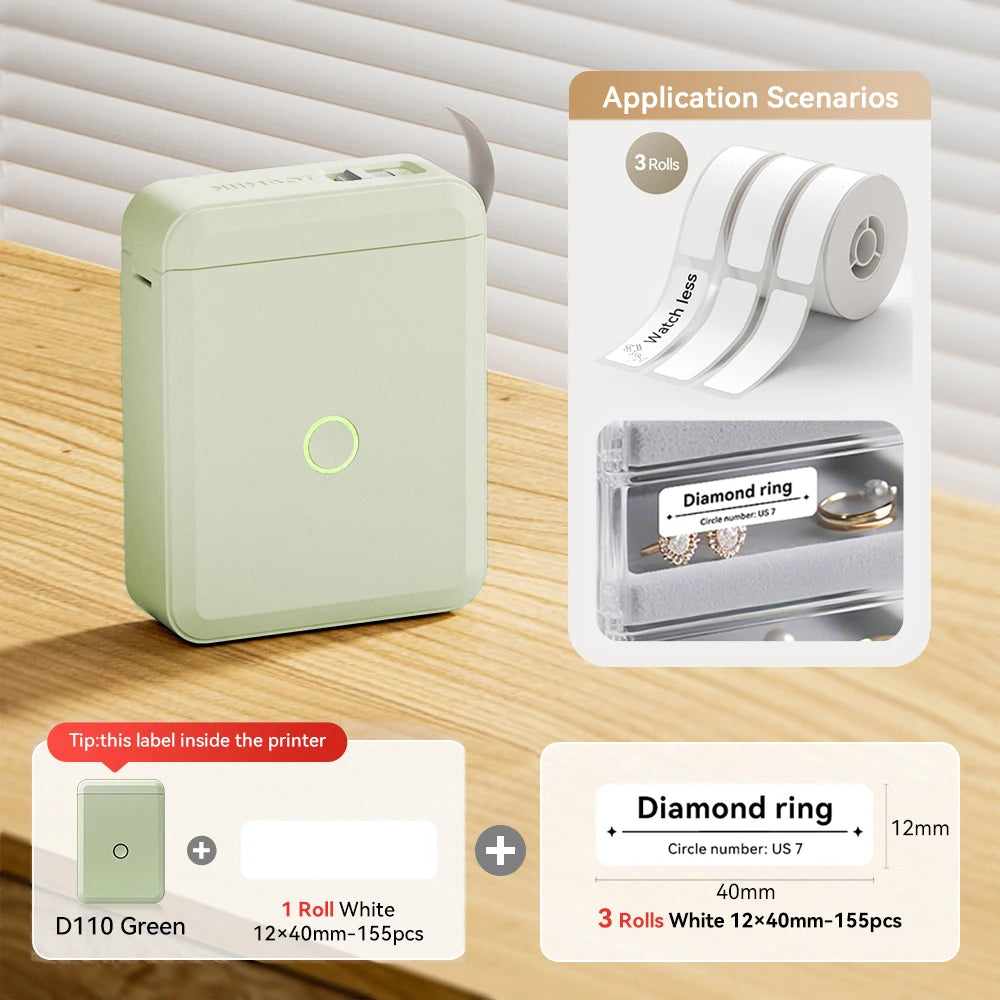 Niimbot D110 Mini Handheld Thermal Label Maker Wireless Sticker Machine Inkless Pocket with Label Sticker for Home Office