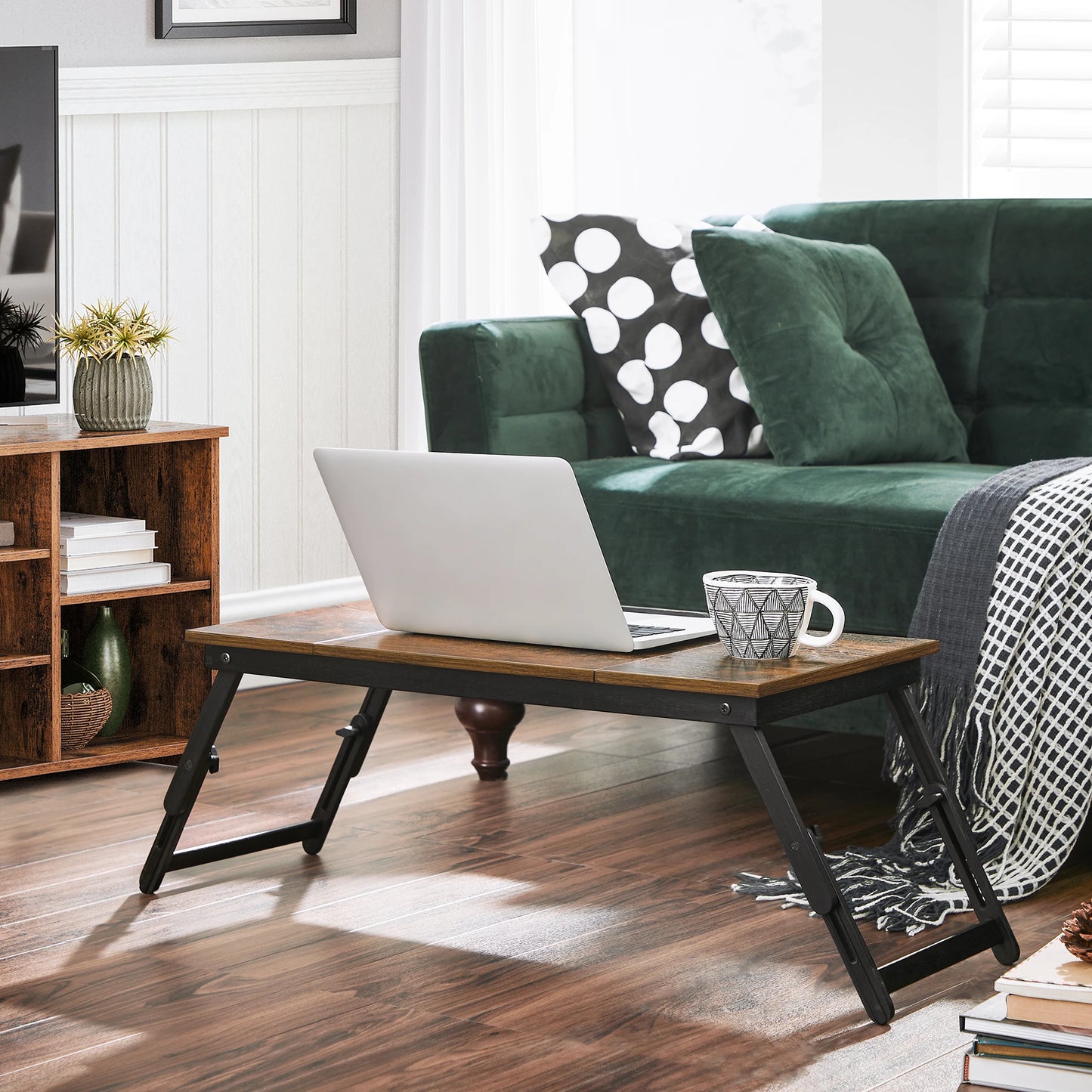 SONGMICS Laptop Desk, Bed Sofa Breakfast Tray, Adjustable Tilt Top, Right-Left Handed, Adjustable Folding Legs
