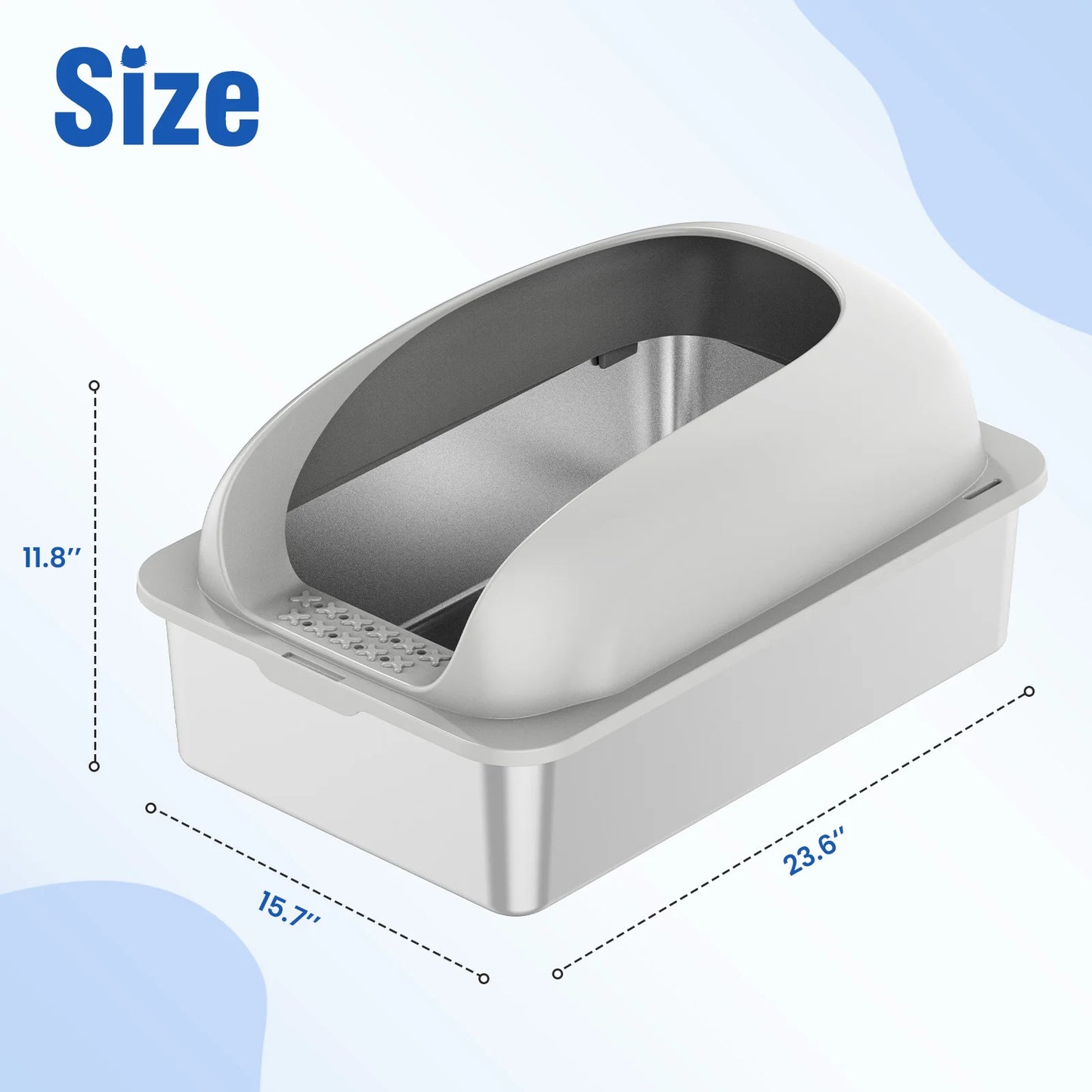 Stainless Steel Cat Litter Box With Lid Scoop And Mat