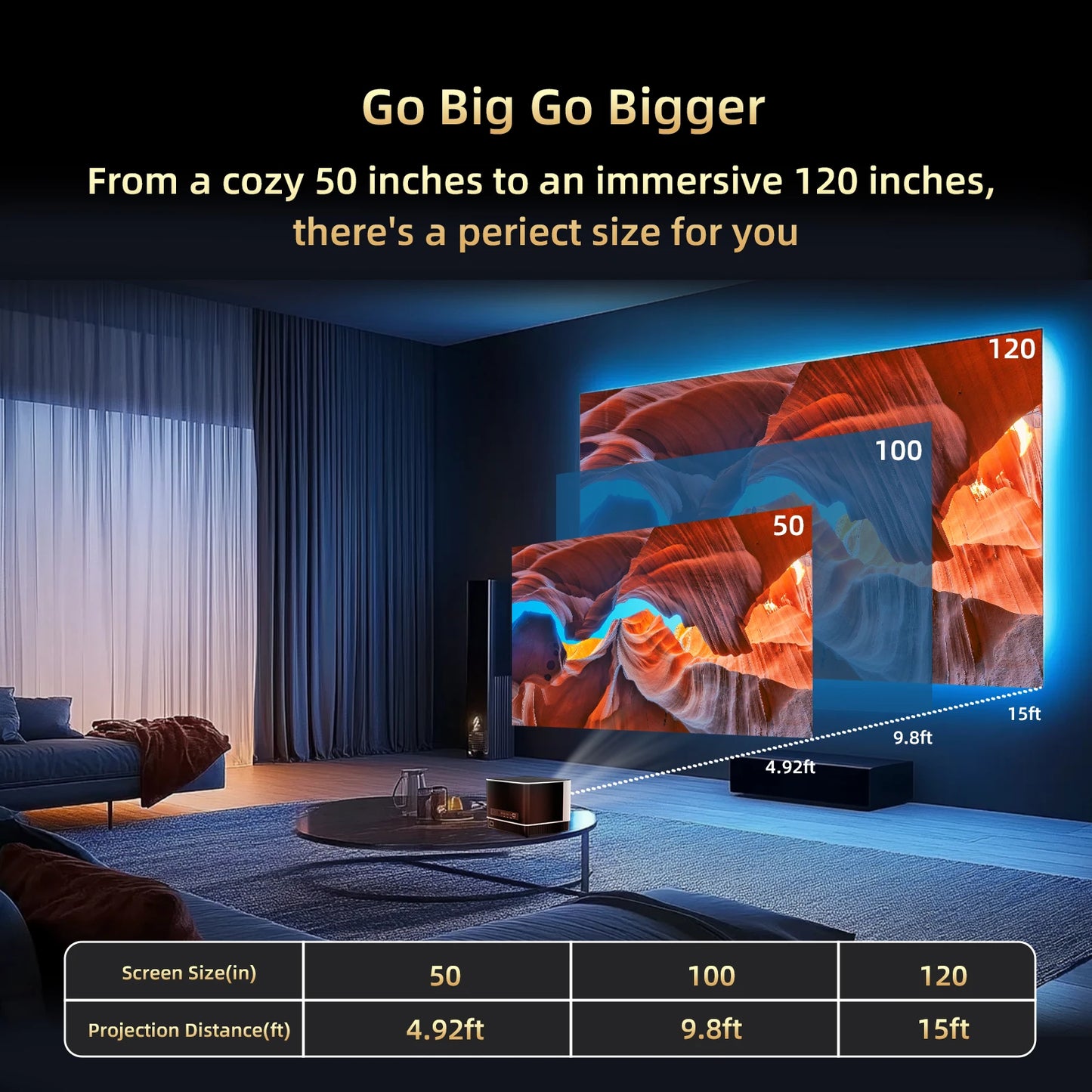KTC Smart Projector 4K Supported TRUE 600ANSI Native 1080P with WiFi and Bluetooth & Dual Strong Speakers