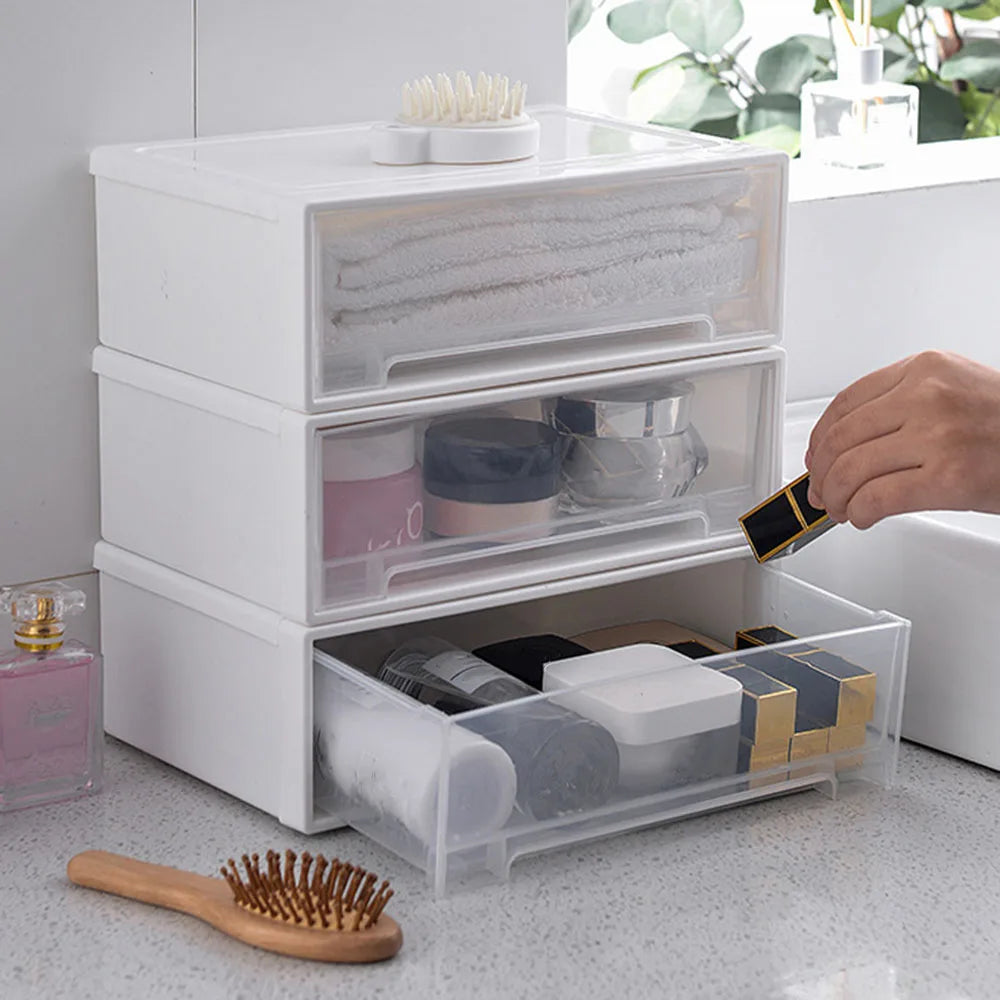 Desktop Pull-Out Jewelry Organizer With Stackable Single-Layer Drawers