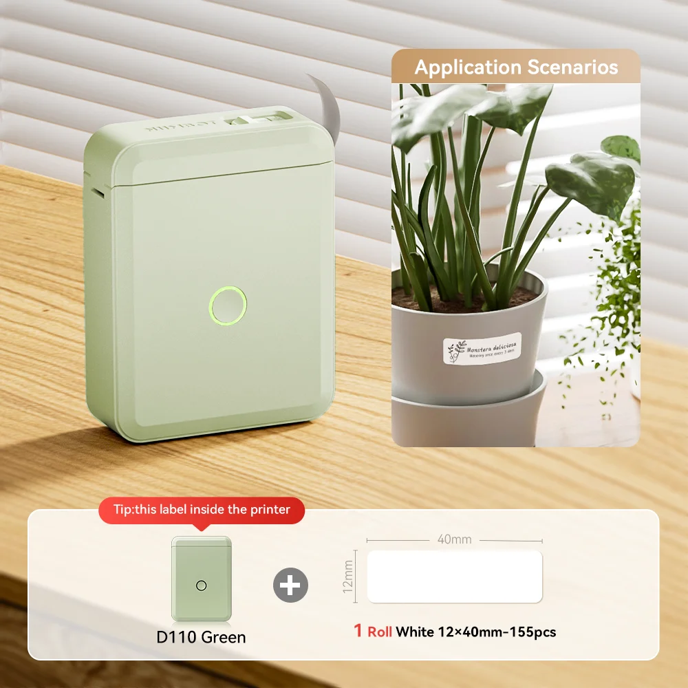 Niimbot D110 Mini Handheld Thermal Label Maker Wireless Sticker Machine Inkless Pocket with Label Sticker for Home Office
