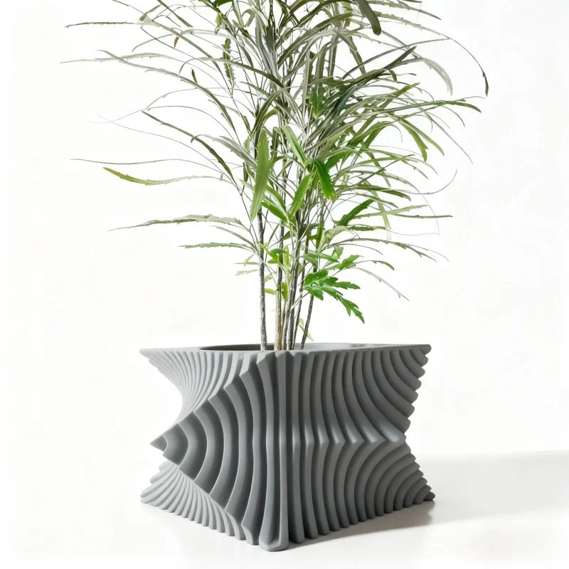 PLA 3D Printed Plant Pot Biodegradable Stripe Design
