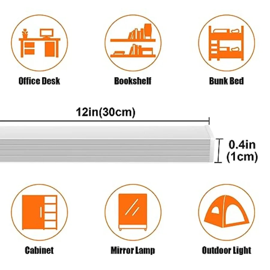 Under Cabinet Lights, 12 Inch Plug in Under Cabinet Lighting, LED Closet Lights, 6000K Cool White Light, Ultra Thin Dimmable Li