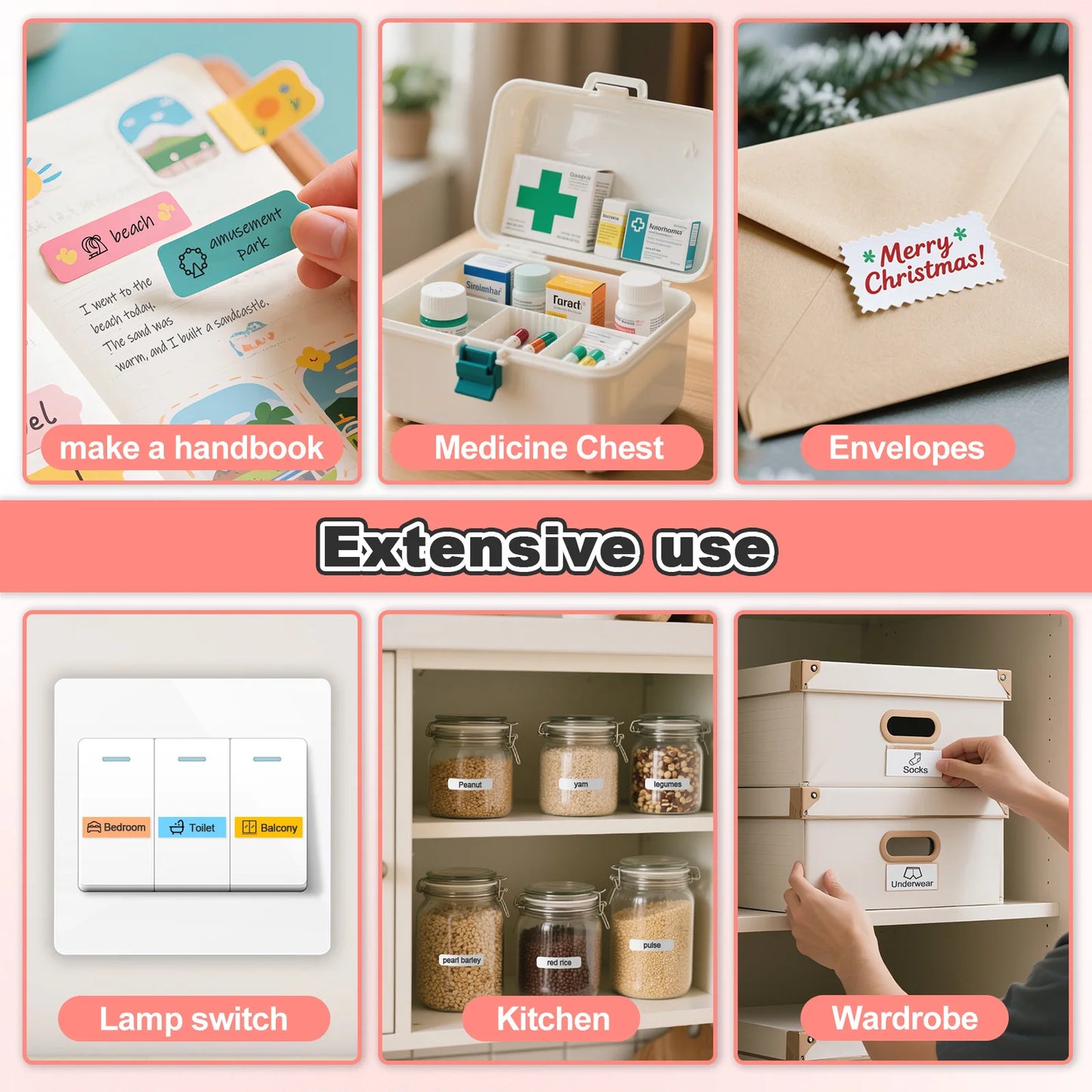 Mini Portable Thermal Printer Label Maker Wireless Bluetooth Stickers Labeller Handheld For Home Office School Labeling Machine