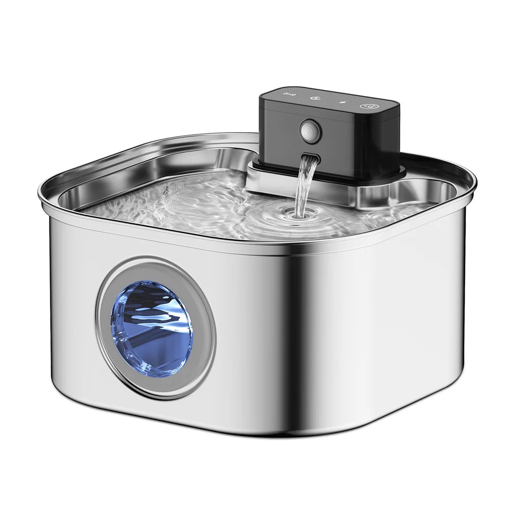 Stainless Steel Cat Water Fountain With 3 Water Modes AutoSensor