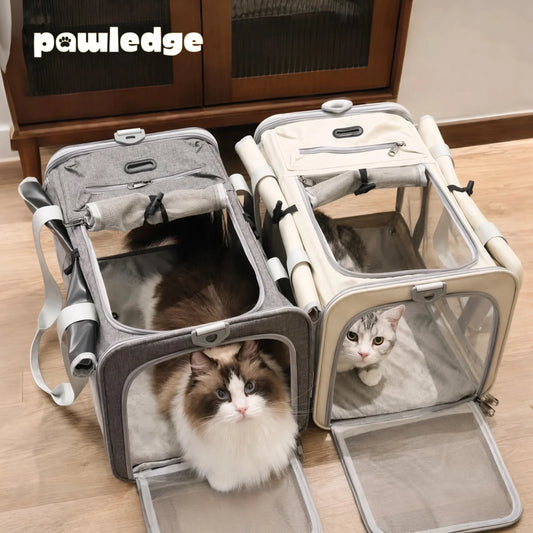 Large Foldable Pet Carrier Bag for Cats Small Dogs, Breathable Soft-Sided Travel Tote with Top Window and Luggage Strap