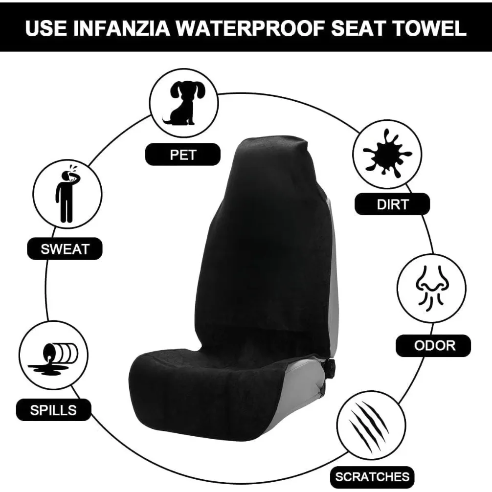 Waterproof Sweat Towel Car Seat Cover Universal Fit Anti Slip