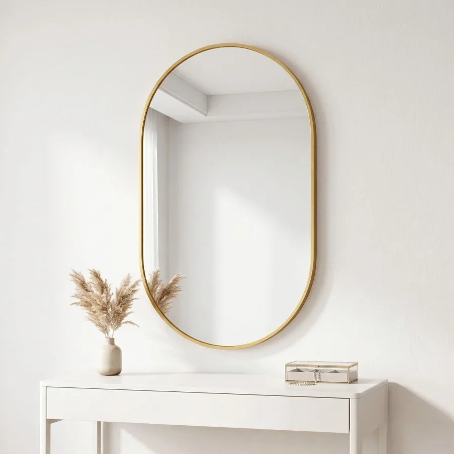 16"x24" Oval Mirror Bathroom Vanity Mirror Wall-Mounted Mirror, Black