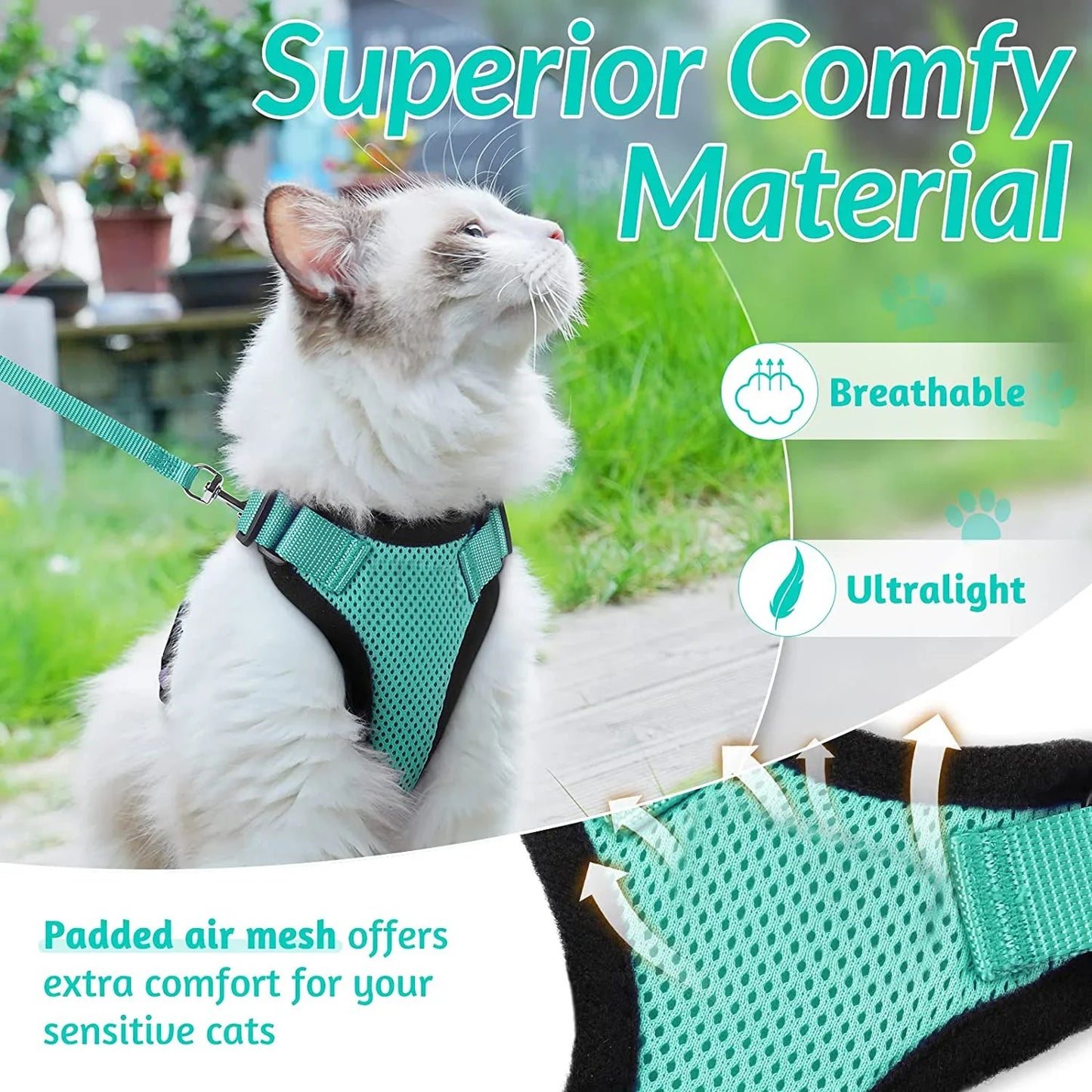 Adjustable Anti-Escape Small Cat Belt Kitten Harness Light Breathable Soft Pet Vest Wiring Harness Traction Belt Kitten Walking