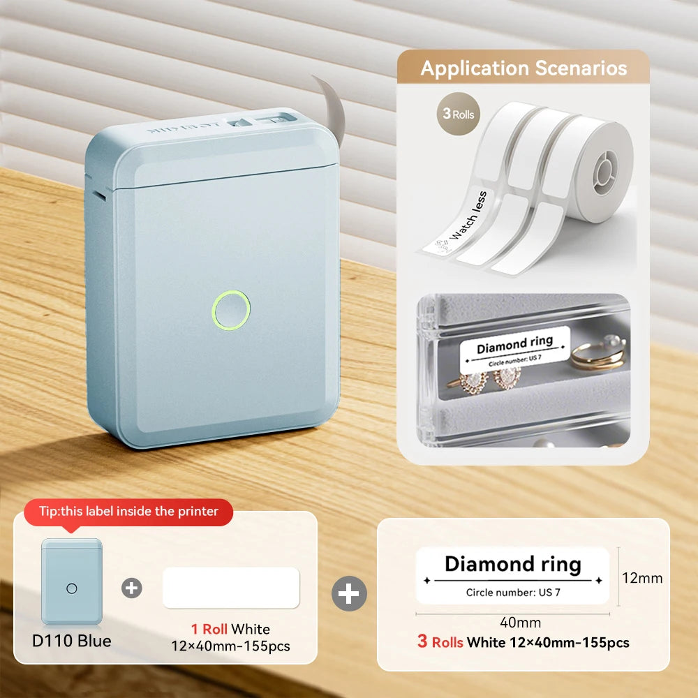 Niimbot D110 Mini Handheld Thermal Label Maker Wireless Sticker Machine Inkless Pocket with Label Sticker for Home Office
