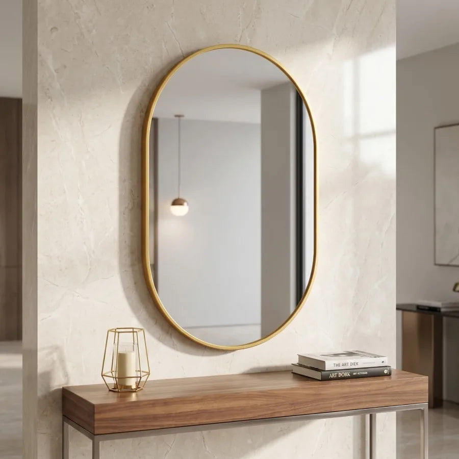 16"x24" Oval Mirror Bathroom Vanity Mirror Wall-Mounted Mirror, Black