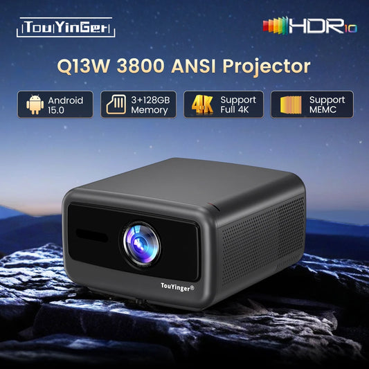 Touyinger Q13W 3800ANSI Full HD 4K Decoder Android 15 Support MEMC Smart TV Home Theater Fully Sealed Optical Projector