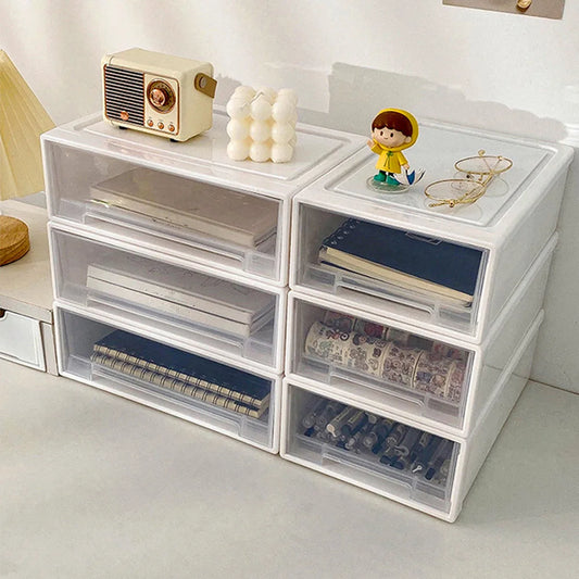 Desktop Pull-Out Jewelry Organizer With Stackable Single-Layer Drawers