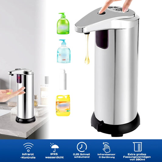 Touchless Automatic Soap Dispenser 304 Stainless Steel Infrared Sensor Liquid Dispenser Adjustable Soap Output Anti Bacterial for Bathroom Kitchen Hotel Home