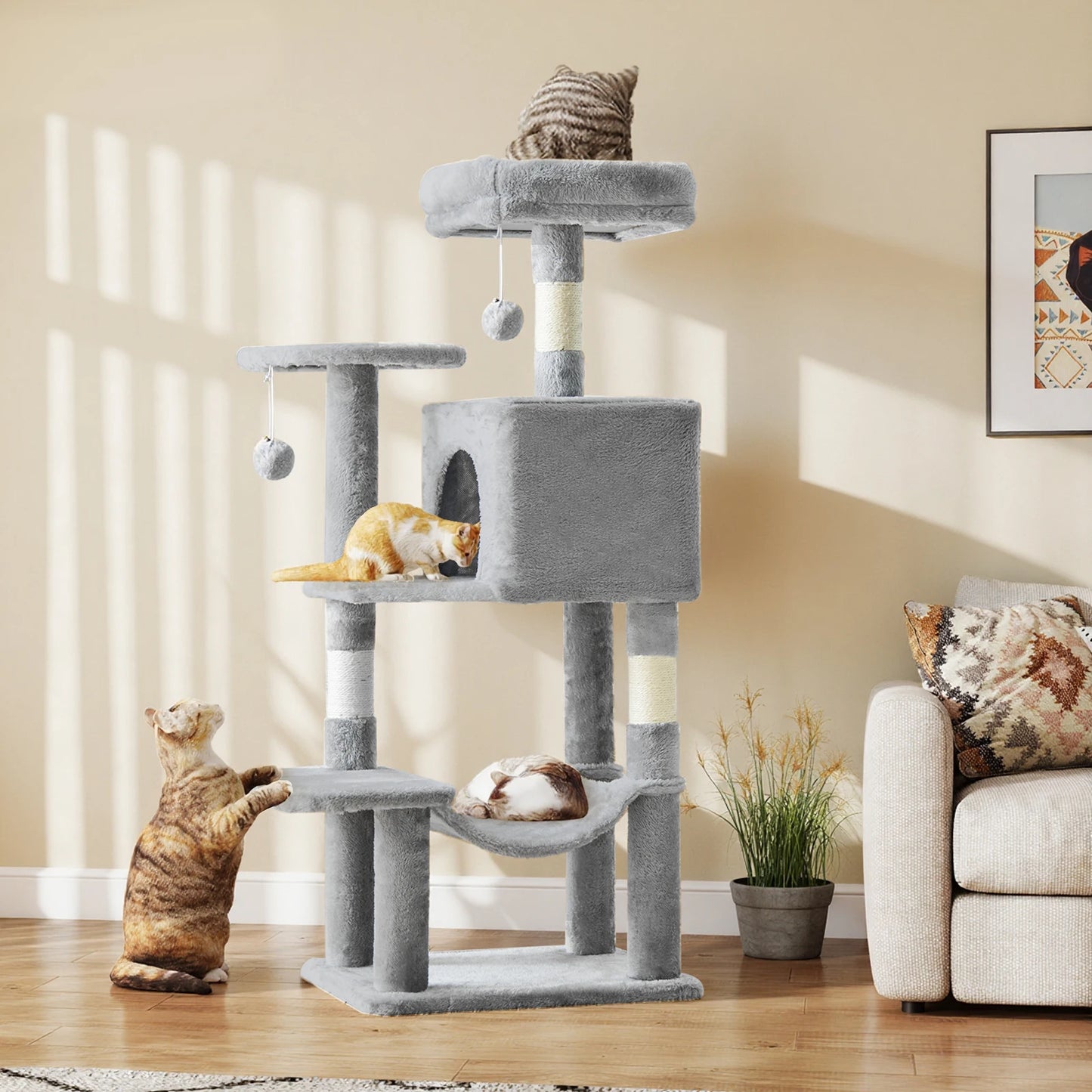 JHK Multi Level Cat Tree Tower for Indoor Cats Sisal